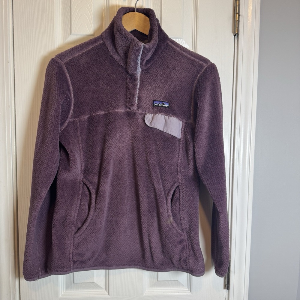 Womens PATAGONIA Re Tool Snap Synchilla Plum Purple Pullover Jacket Medium
